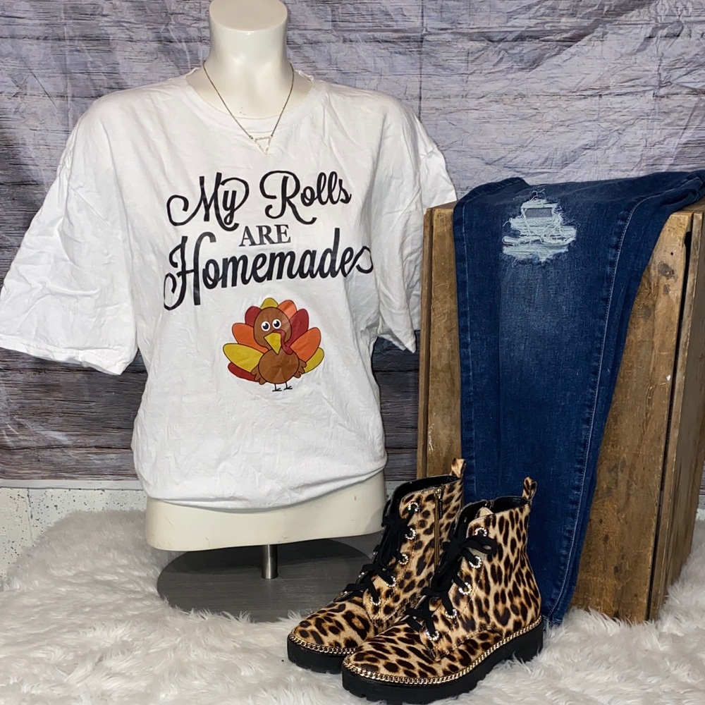 “My Rolls Are Homemade” Short Sleeve White Graphic Tee